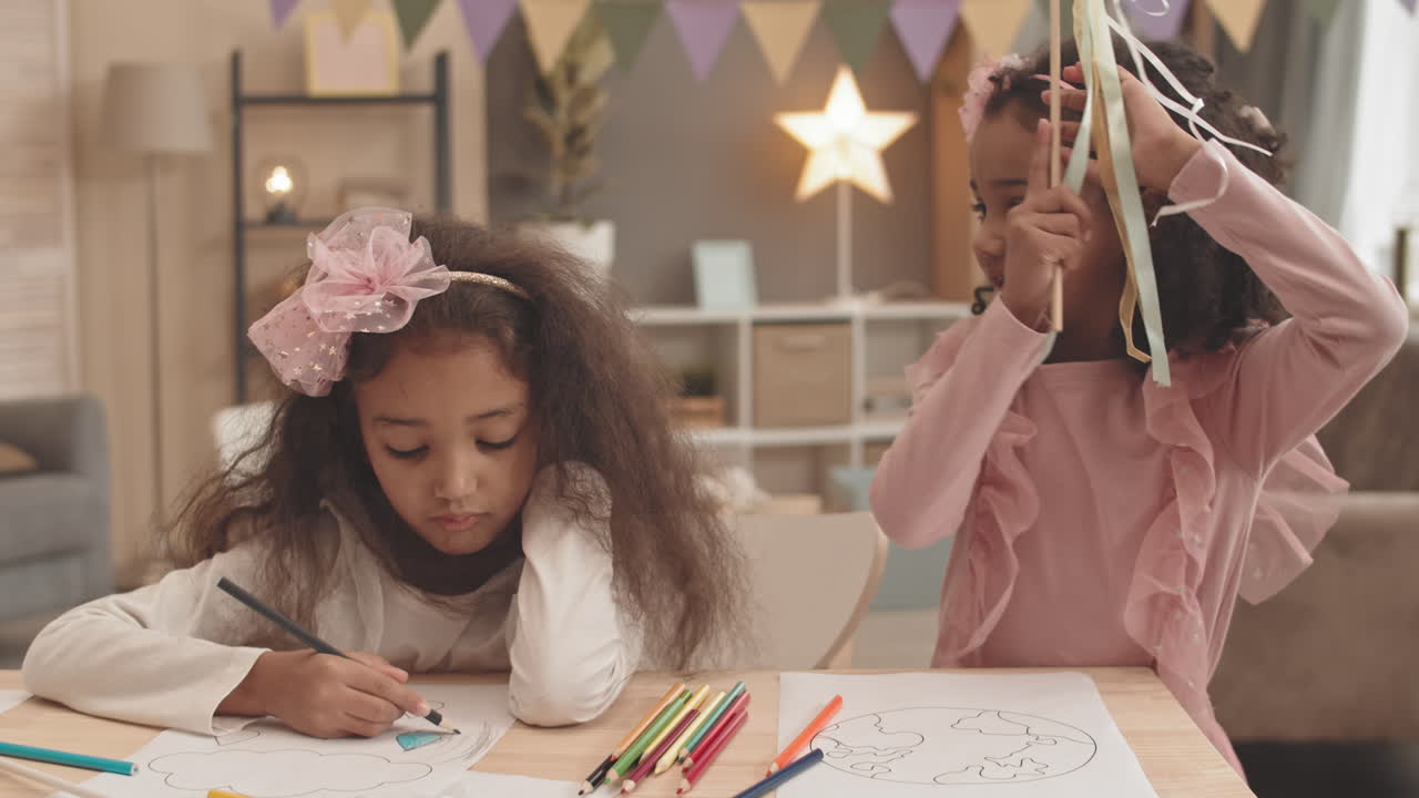 Sister Teasing Girl Coloring Drawings