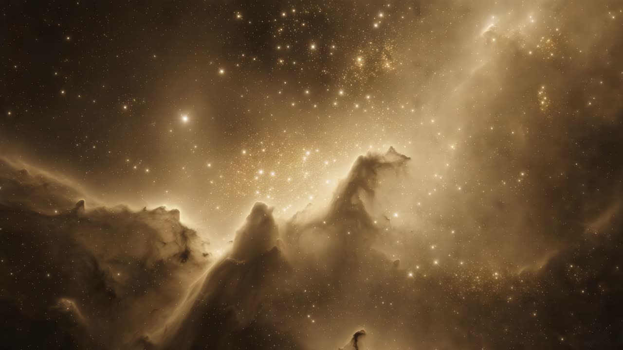 깊은 우주에 있는 황금색 성운