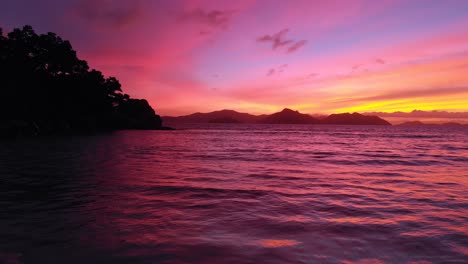 beautiful sunset on la digue, an island of the seychelles