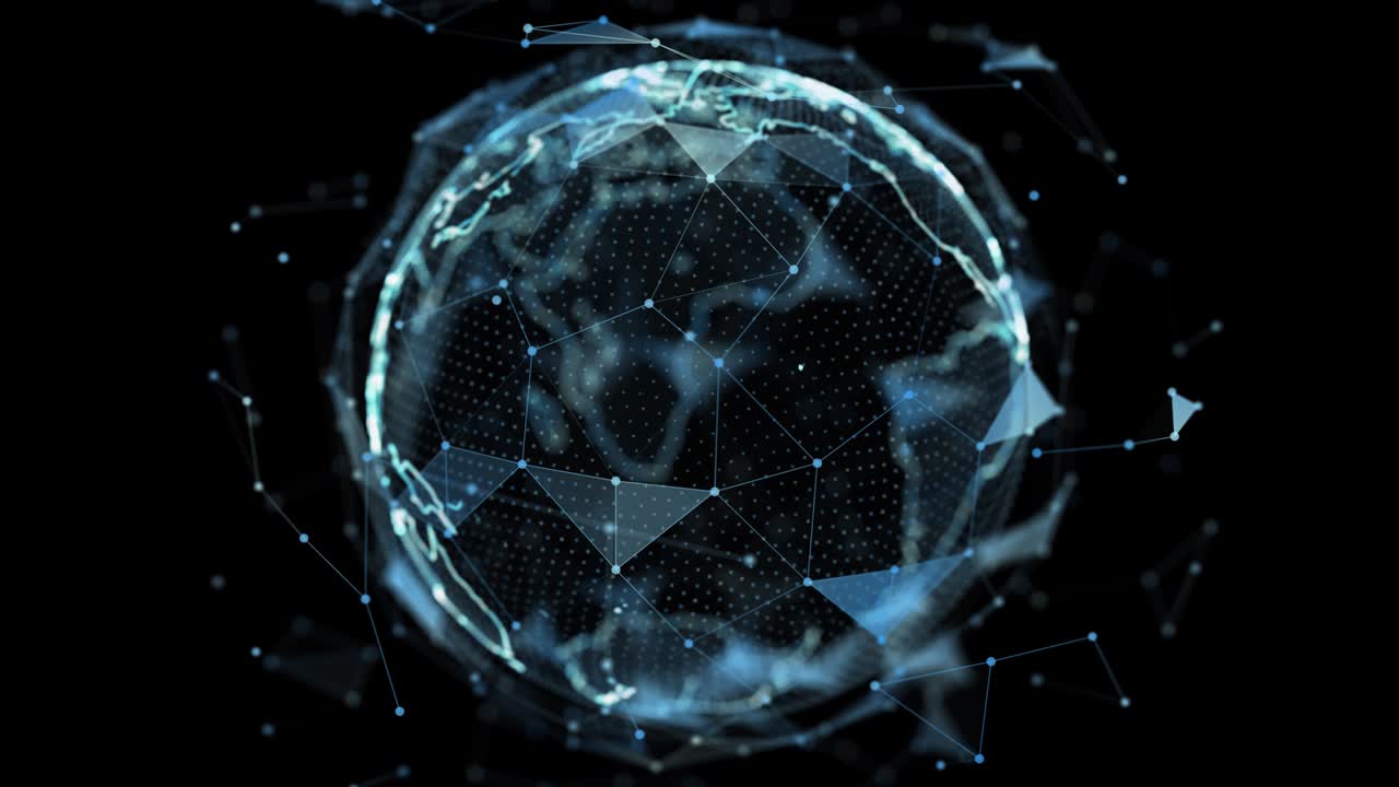 Global Network Connected Abstact Dots Rotation Grid Loop Animation Alpha mask.