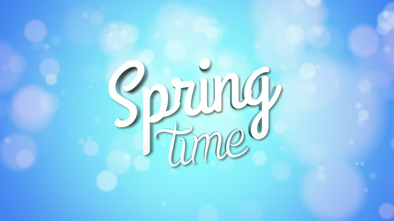 블루 그라데이션에 날아다니는 색종이가 있는 봄 시간