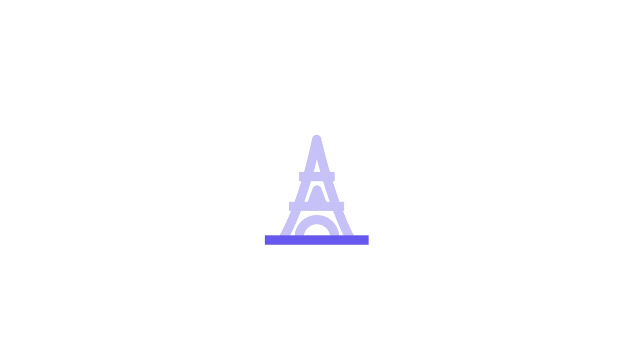 Icona animata minimalista della Torre Eiffel a Parigi