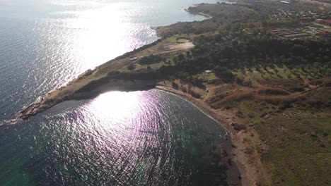 Isla-De-Lesbos,-Grecia-Paisaje-Costero-Aéreo