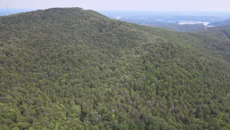 Moving-over-the-trees-of-a-mountain-as-a-lake-reveals-itself-in-the-background