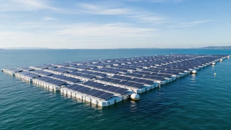 innovative floating solar farm harnesses clean energy from water surfaces, showcasing sustainable technology and renewable power solutions in marine environments