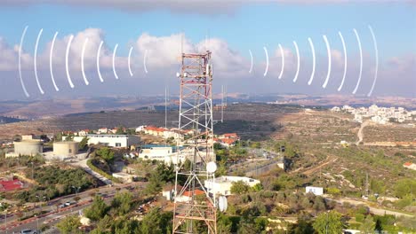 communication tower with aerial view