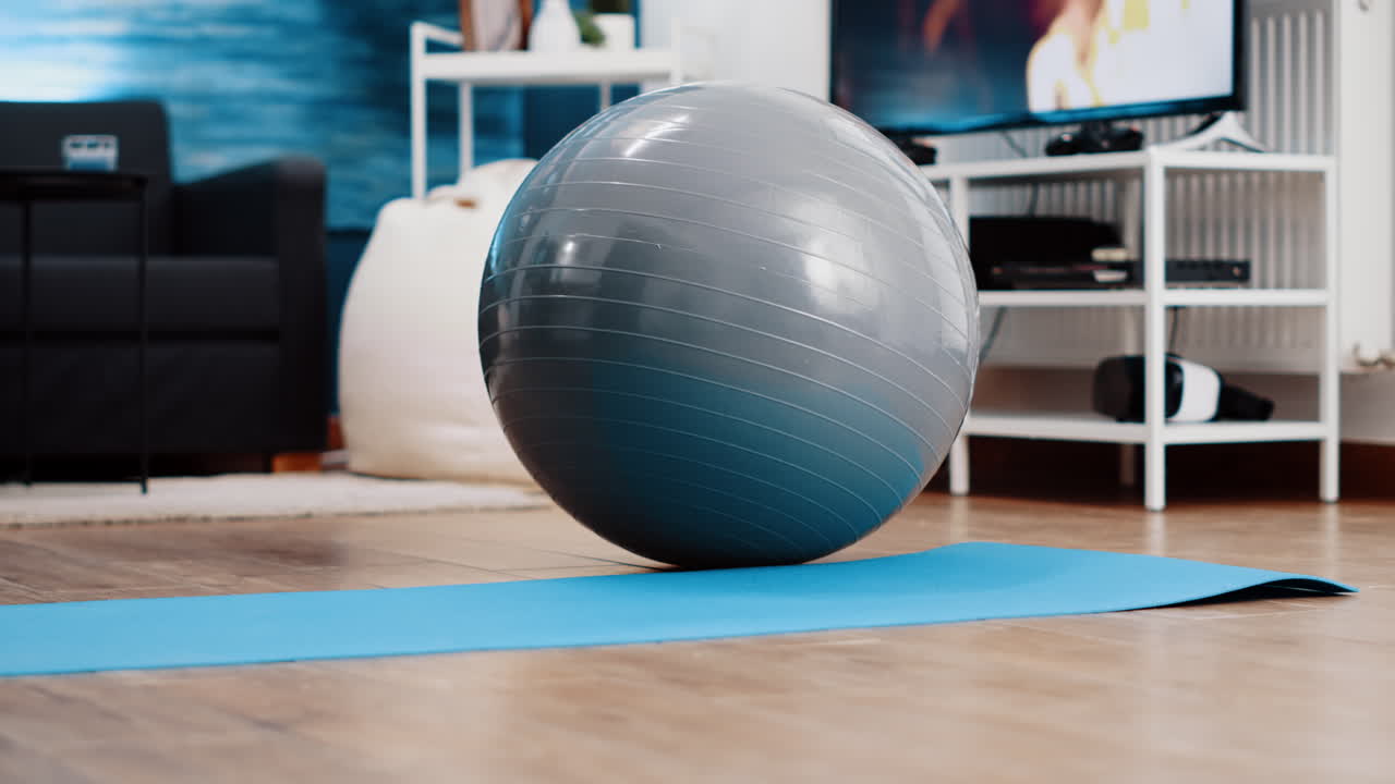 Close up of fitness toning ball used to exercise posture