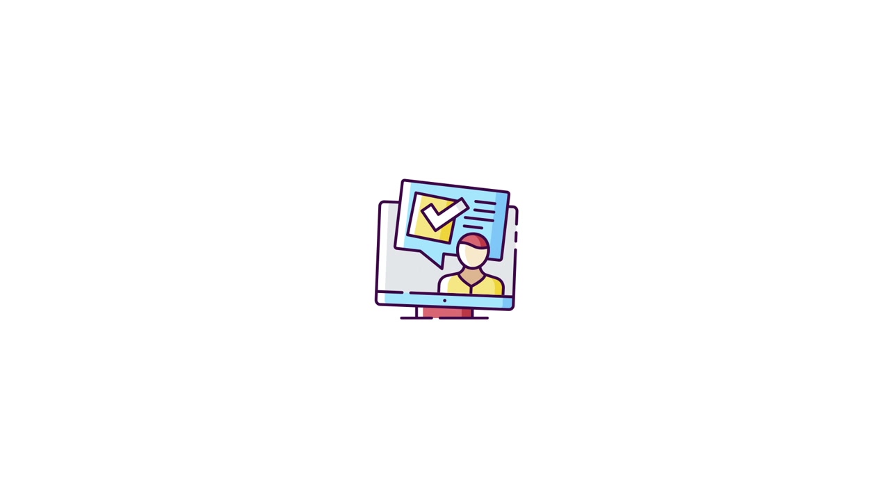 Animated Icon of Online Meeting with Task Confirmation