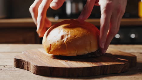 preparing a delicious homemade burger