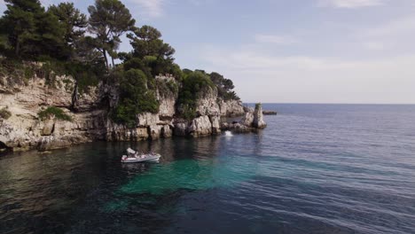 breathtaking mediterranean lagoon cliffs on antibes, france coastline - aerial