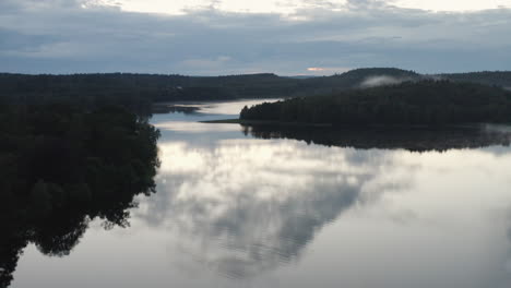 k drone shot of a beautiful lake surrounded
