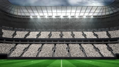 animation of green screens moving over sports stadium