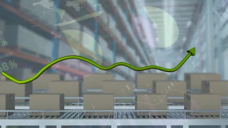 animación de gráficos y datos financieros sobre el almacén