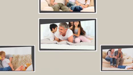 montaje de varias parejas con sus hijos