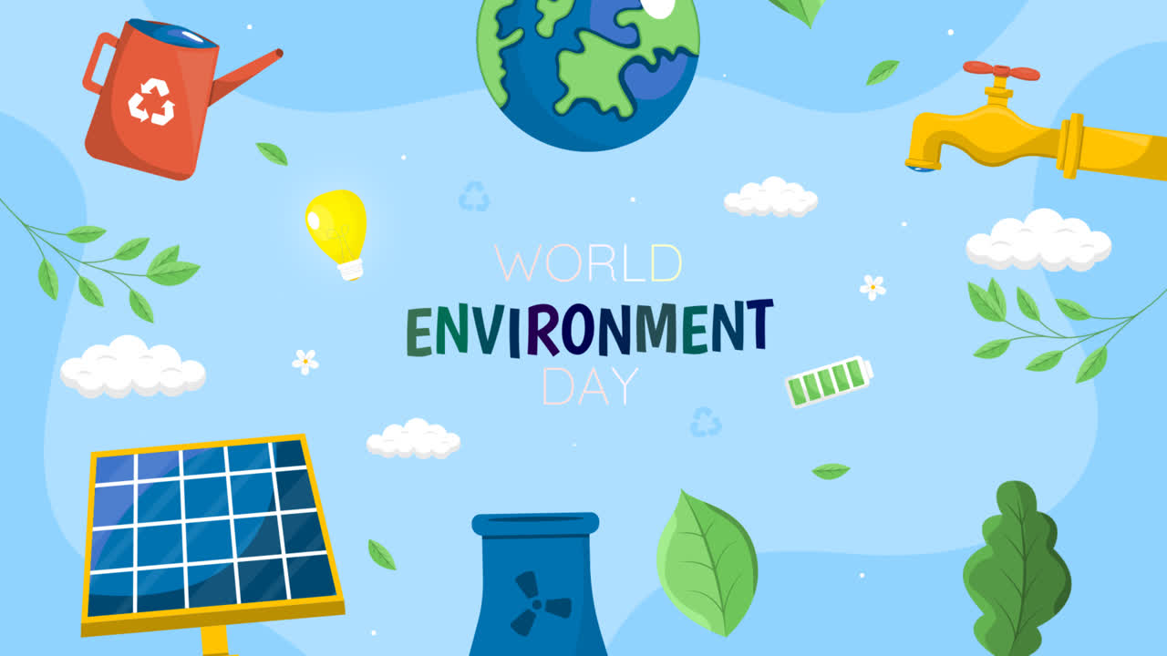 세계 환경 날 축하 를 위한 평평 한 배경 의 모션 그래픽