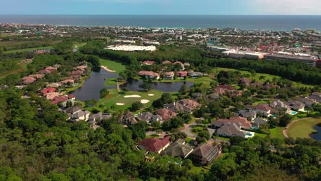 high drone view of regatta bay golf and yacht club