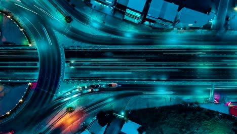 autopista de lapso de tiempo vista superior, tráfico vial del círculo una infraestructura importante en bangkok tailandia