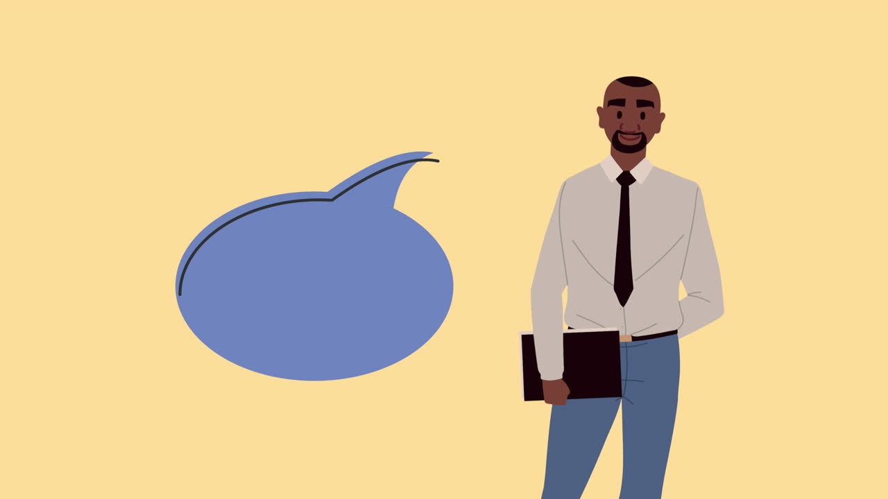 afro businessman speaking character animation