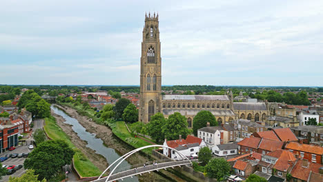 scenic beauty of boston, lincolnshire, in mesmerizing aerial drone footage: port, ships, saint botolph church , saint botolph's bridge