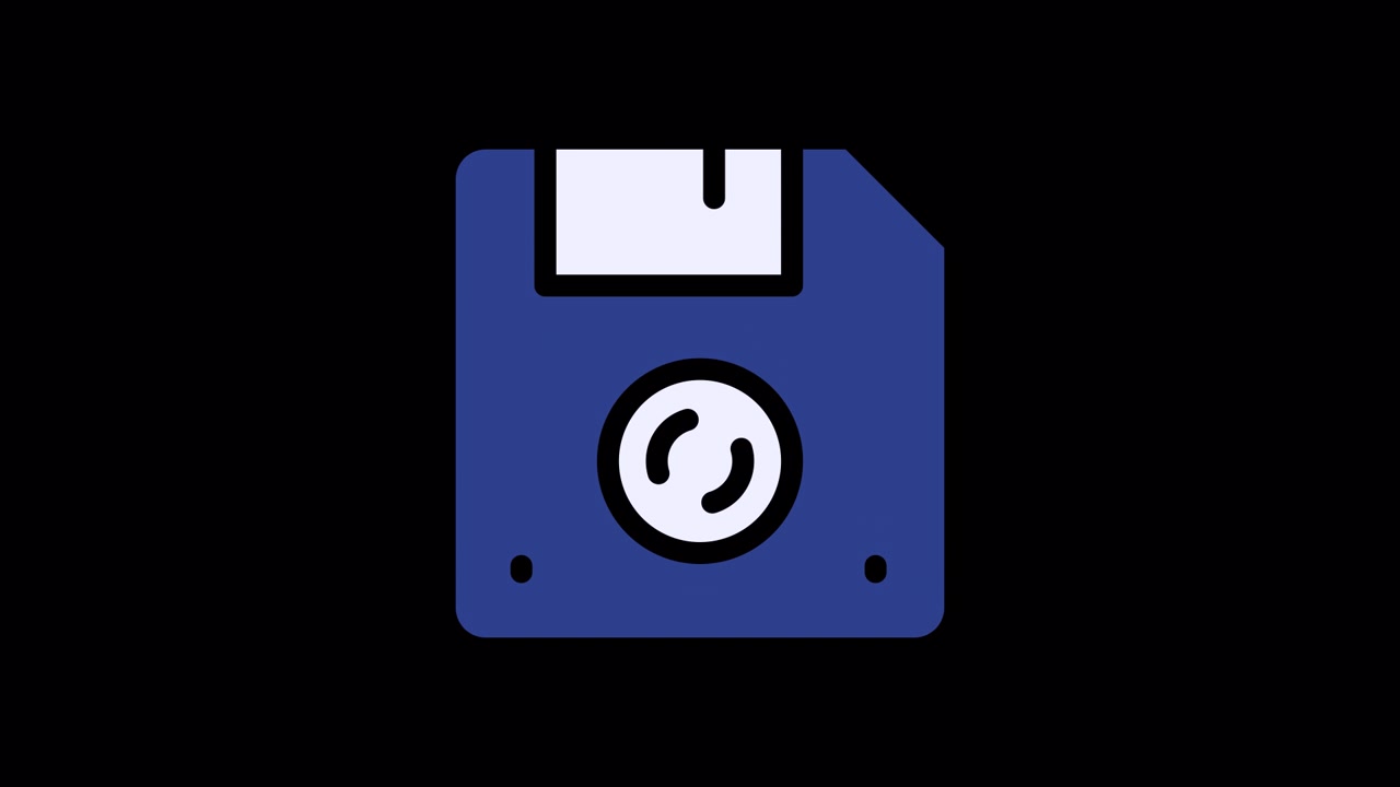 Retro Floppy Disk Save Icon Animation Loop