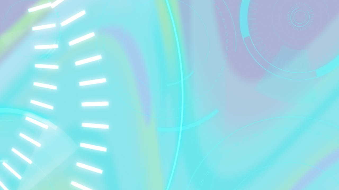 회전하고 빛나는 파란색과 보라색 배경의 원 위에 5g 텍스트의 애니메이션