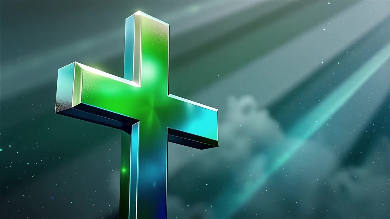 Croce Cristiana Luce Celestiale Sfondo per il Culto.