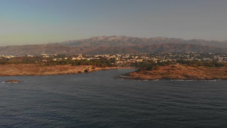 aerial shot from the coastline of crete