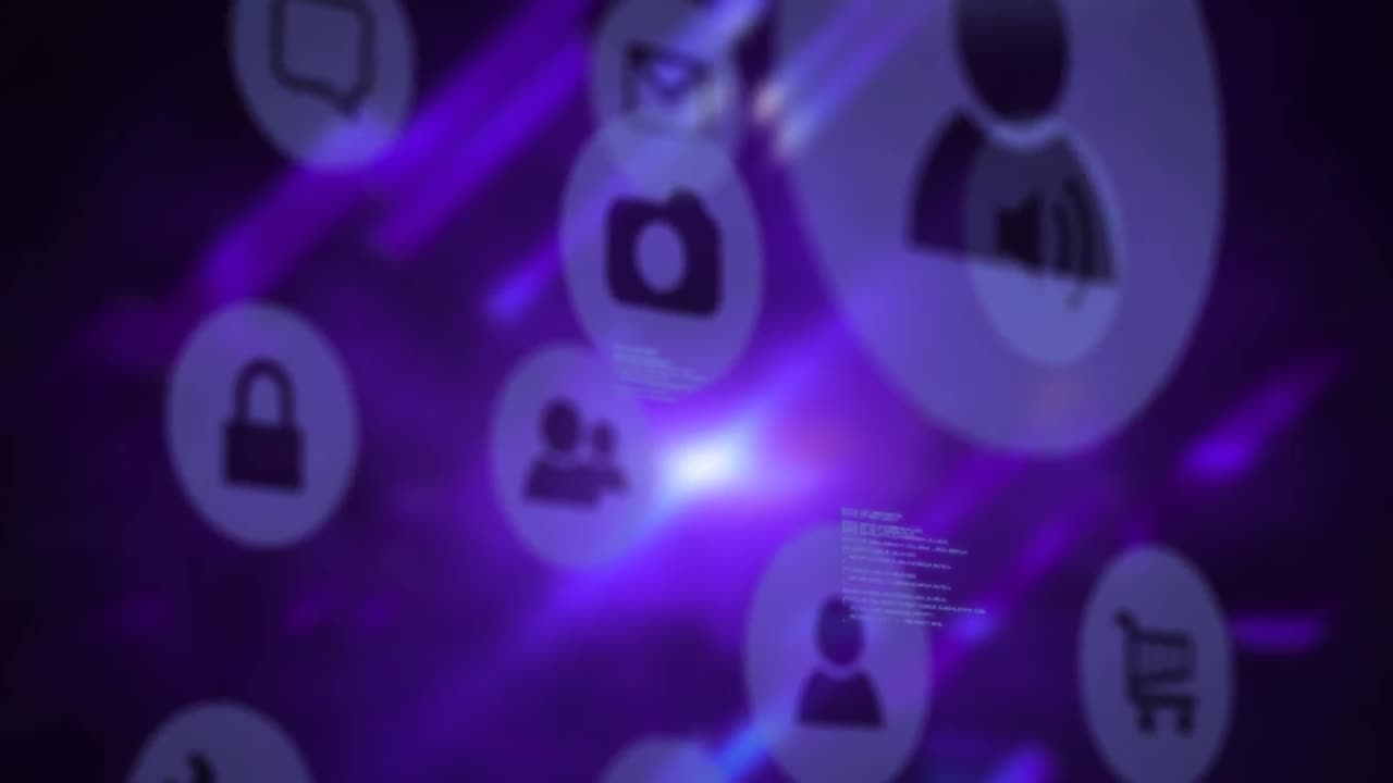 animación de los datos en fondo púrpura