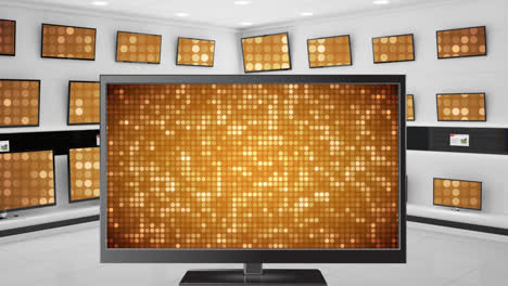 monitors showing gold disco light effects