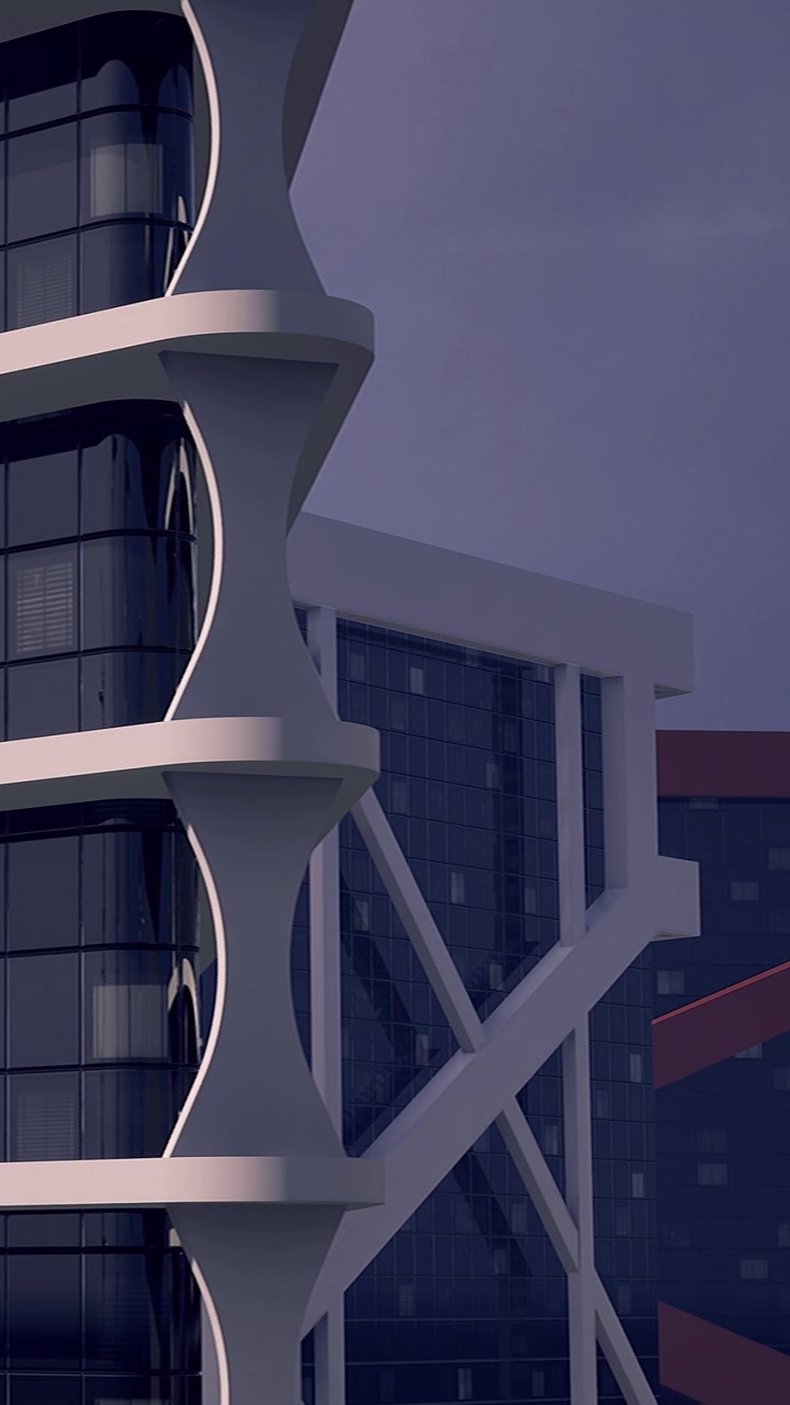 L'architettura moderna di un edificio presenta una struttura unica e vetrate.