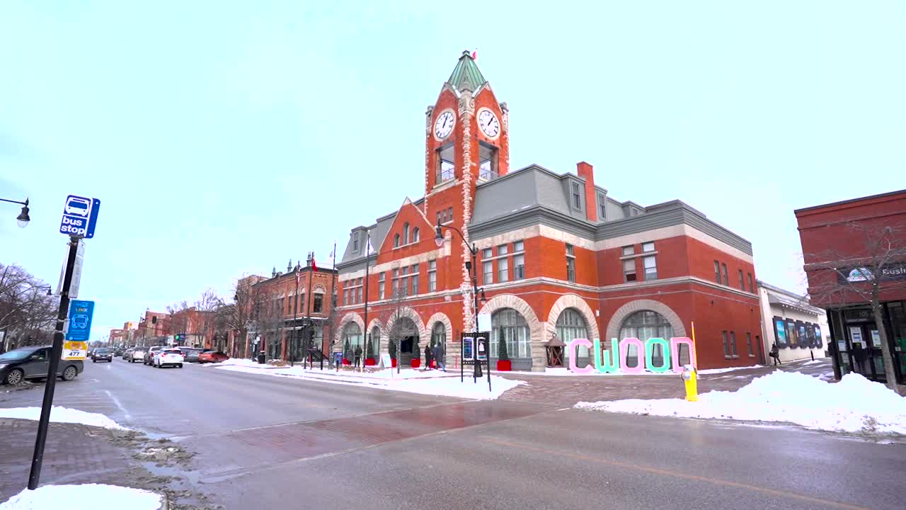 Town hall in Collingwood during the winter holidays