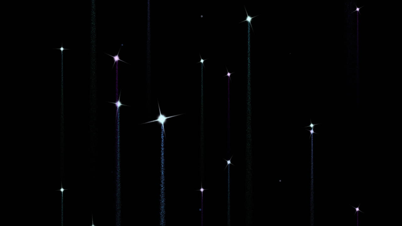 Animation of fireworks and spots of light on black background