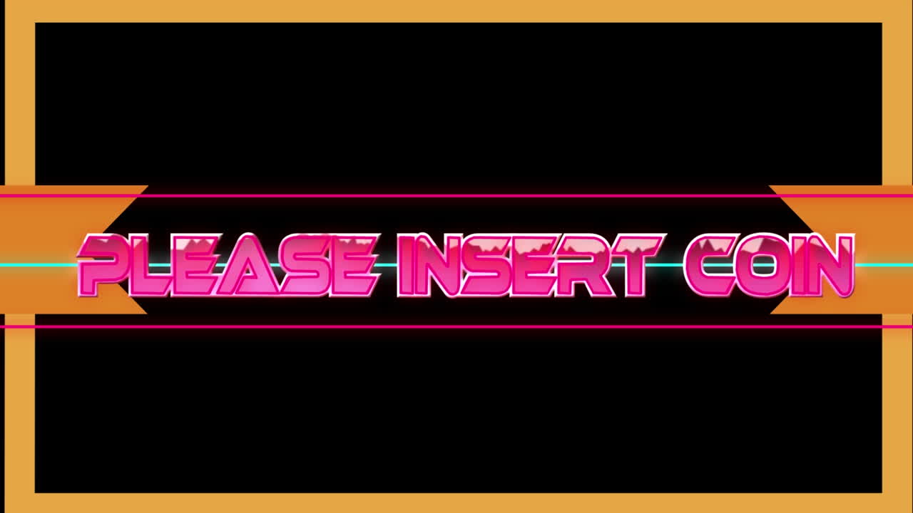 animación de por favor inserte el texto de la moneda en fondo negro.