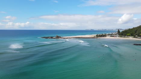 scenery of white sand at currumbin point and wallace nicoll park at queensland, australia