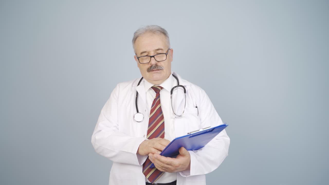 Doctor with occupational fatigue.