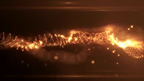 el movimiento perfecto del fondo dorado. polvo de sol dorado del universo con estrellas en un fondo negro. movimiento de partículas abstractas. animación de bucle 3d sin costuras vj.