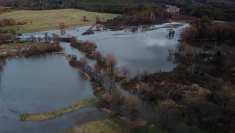 Un-Camino-Inundado-A-Través-Del-Bosque-Y-A-Través-De-Los-Campos