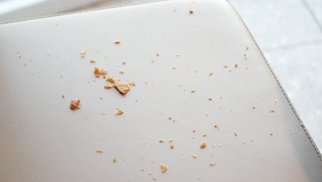 crumbs on a chair