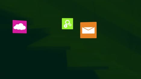 animación de iconos de medios sobre formas