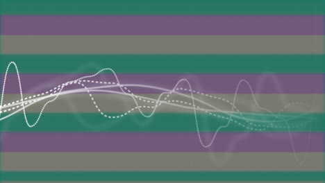 animación de ondas digitales que se mueven sobre un fondo a rayas en movimiento sin costuras.