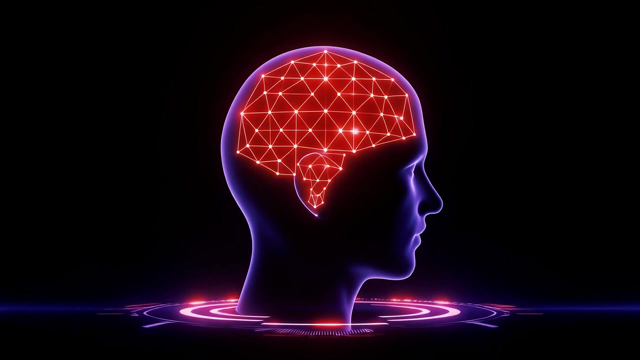 Futuristic AI Brain with Glowing Digital Neural Network