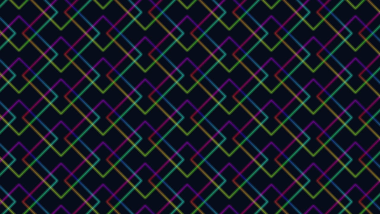 Colorful diamond-shaped pattern featuring lines in purple, blue, green, and red hues. The intricate design repeats to form a larger, visually striking pattern