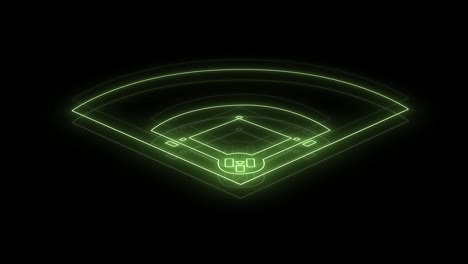 animation of green neon sports stadium on black background