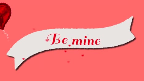 Animation-Von-„Be-Mine“-In-Roten-Buchstaben-Auf-Rosa-Hintergrund