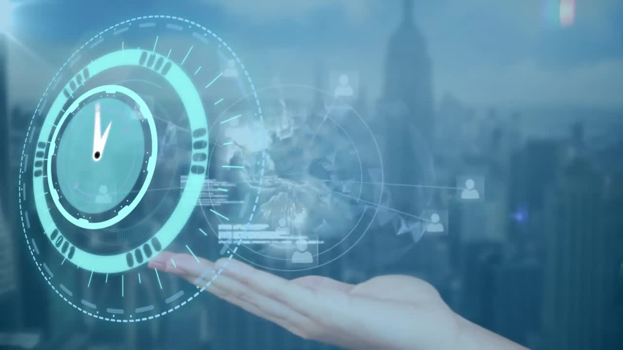 연결 네트워크와 글로브를 통해 범위 스캐닝의 애니메이션