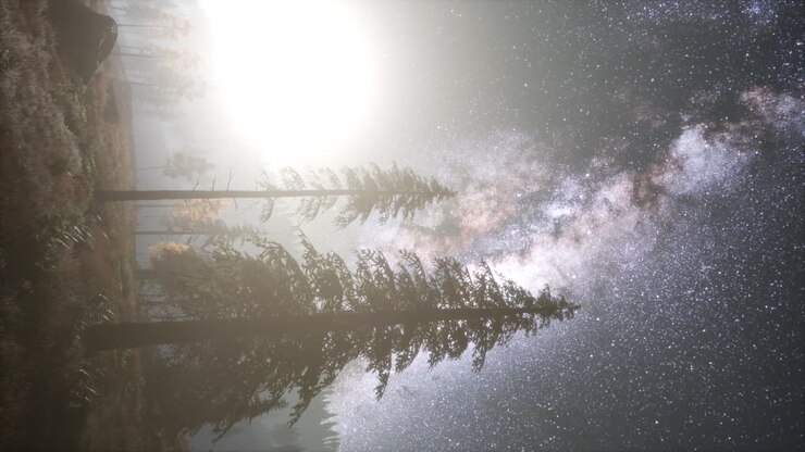 Galassia Via Lattea sulla foresta