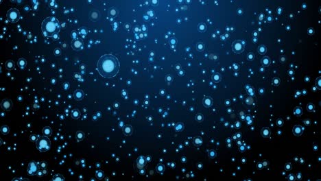 Animation-Blauer-Kreise,-Die-Auf-Marineblauen-Hintergrund-Fallen