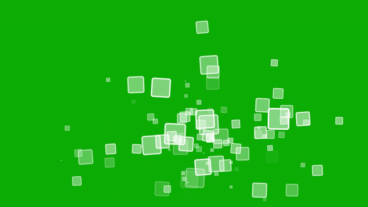 падающие цифровые квадраты графики движения с зеленым фоном экрана