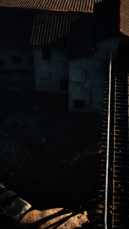 a rusty conveyor belt at an old industrial site