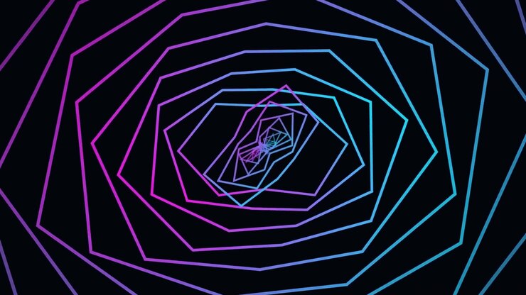 Абстрактный туннель из светящихся неоновых геометрических фигур